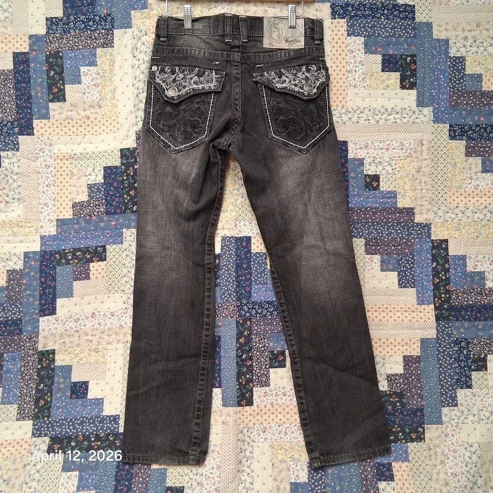 Vintage Y2K Southpole Black Denim‎ Skater Jeans Size 30 Jesse Pinkman Paisley